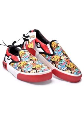 NIB Ground Up Pokemon Original Four Starters Kids Canvas Slip On Shoes Red 1